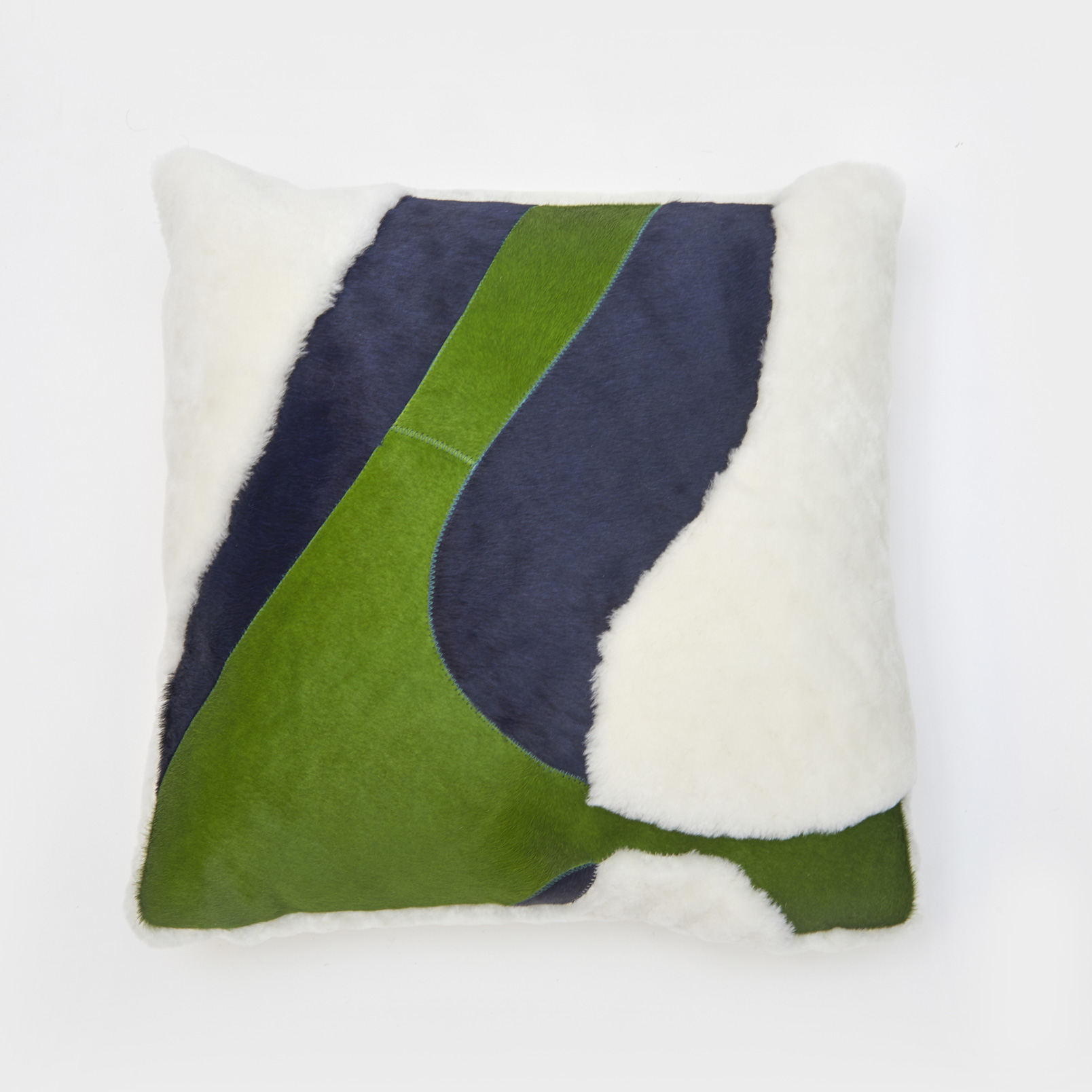 SAINT-PETER – Coussin vert, bleu et blanc – motifs graphiques